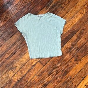 Zara Green Crop Cap Sleeve T-Shirt